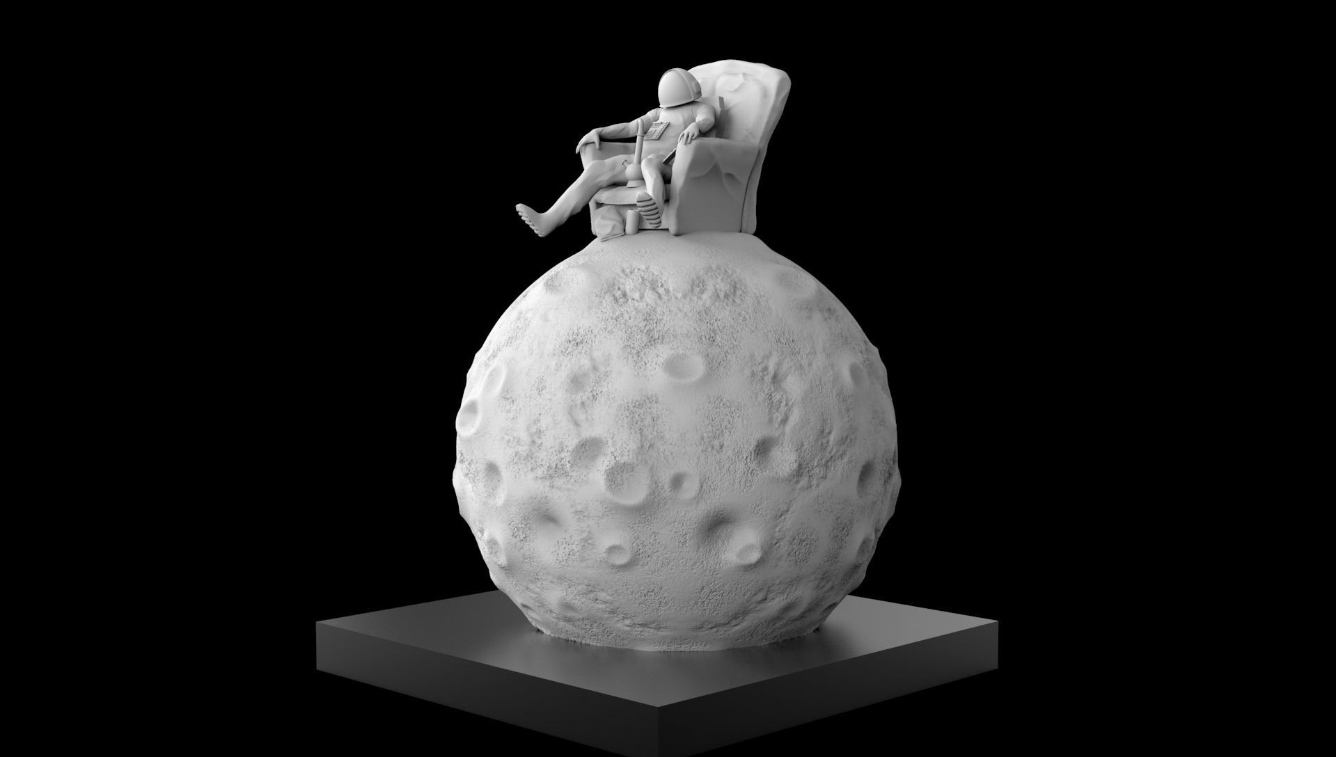 SPACEMAN ON MOON WITH BONG 3D PRINTING DIORAMA 3D print model_10