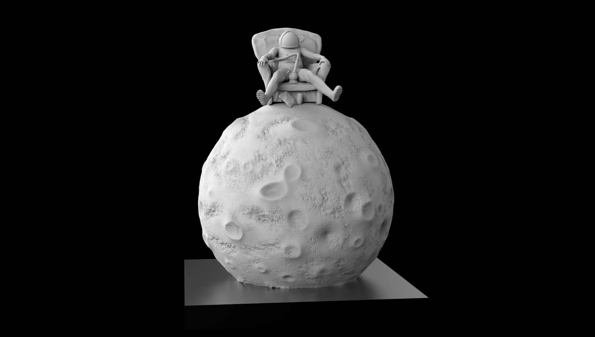 SPACEMAN ON MOON WITH BONG 3D PRINTING DIORAMA 3D print model_8