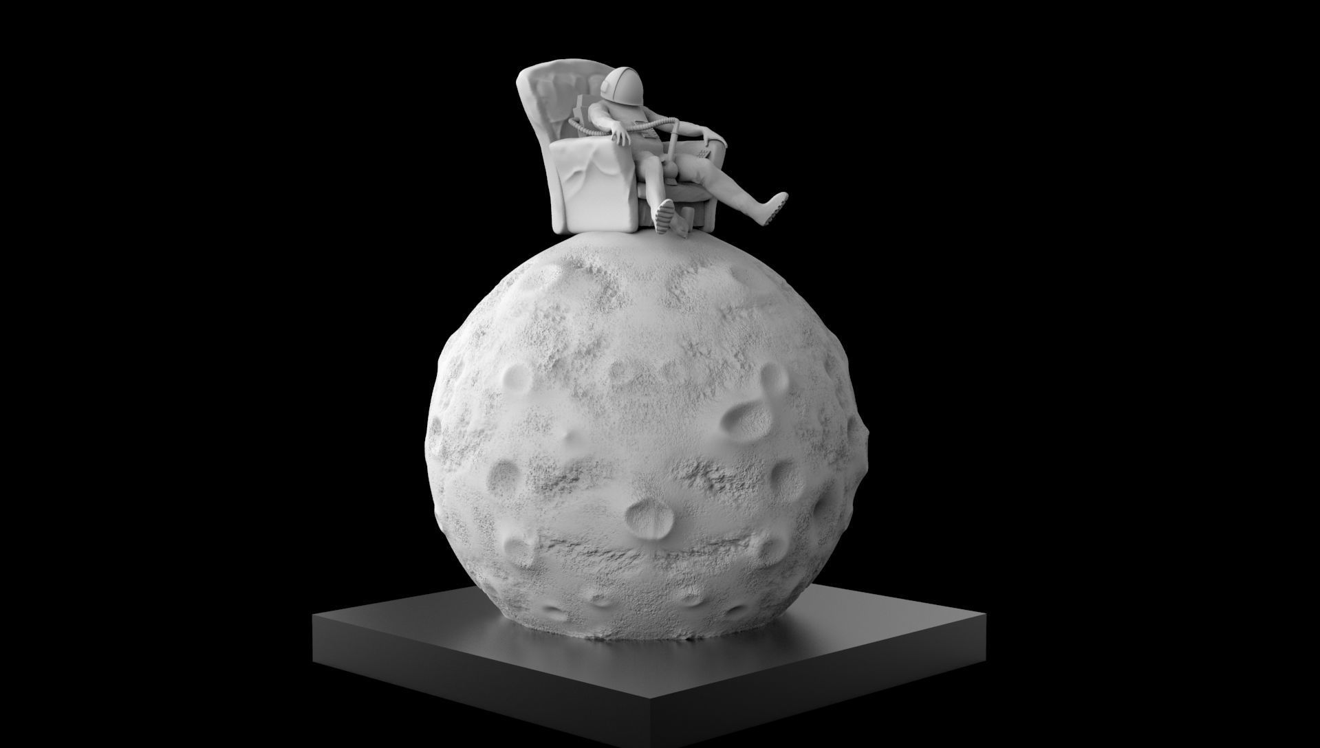 SPACEMAN ON MOON WITH BONG 3D PRINTING DIORAMA 3D print model_21