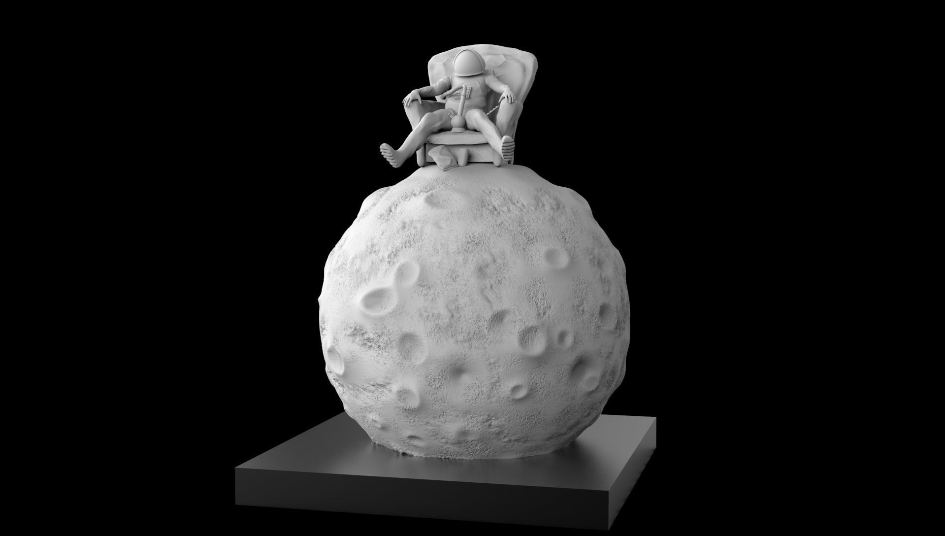 SPACEMAN ON MOON WITH BONG 3D PRINTING DIORAMA 3D print model_9