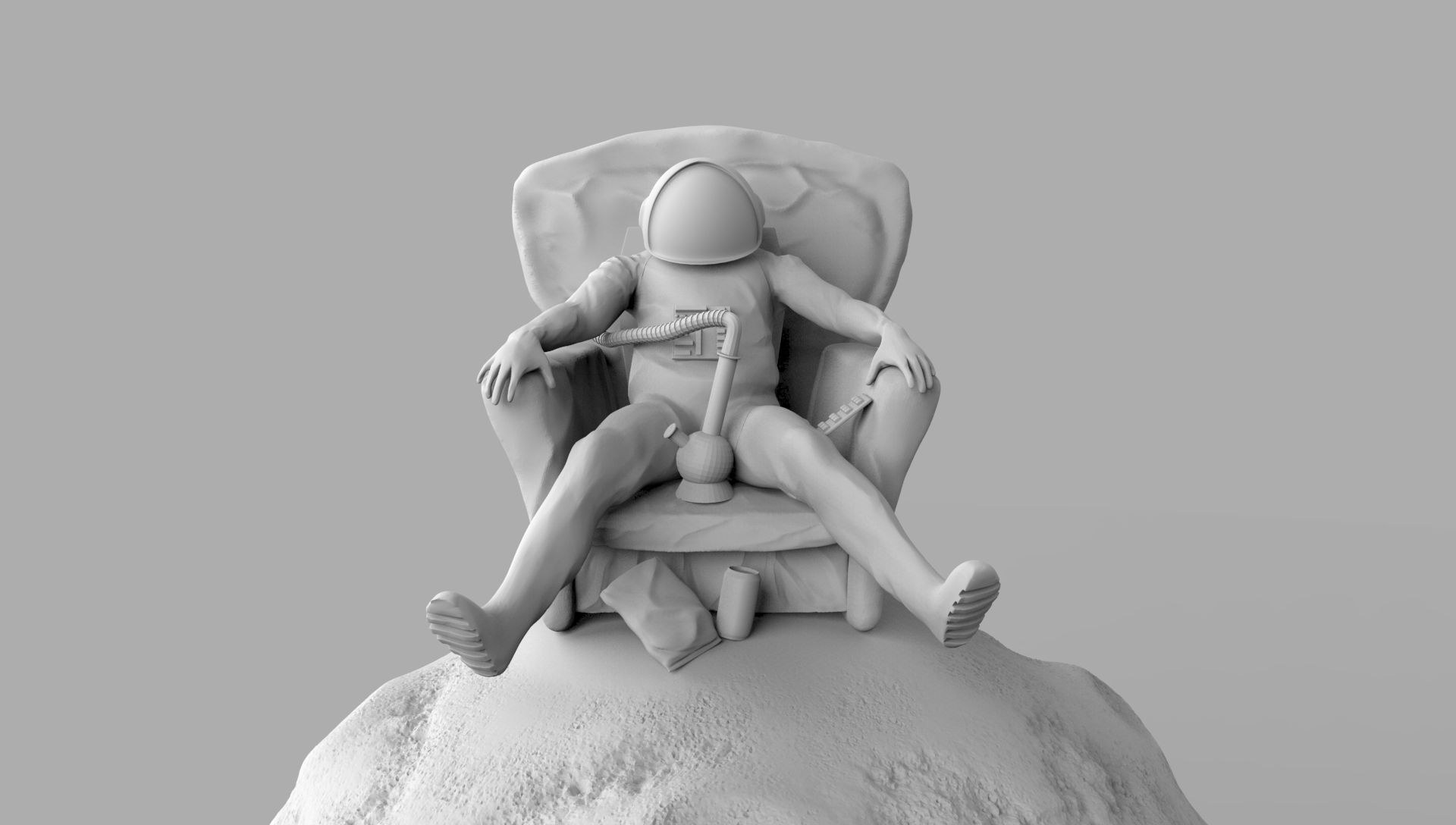 SPACEMAN ON MOON WITH BONG 3D PRINTING DIORAMA 3D print model_26