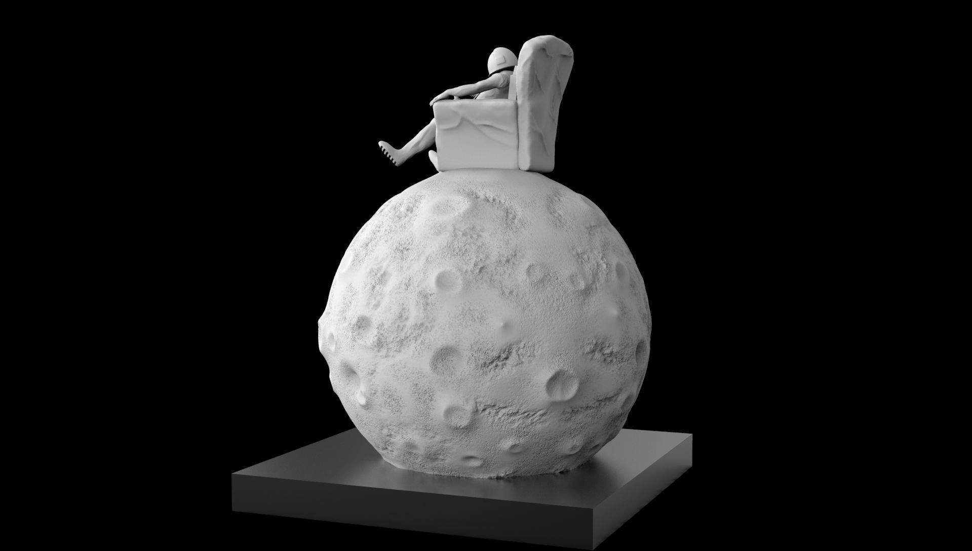 SPACEMAN ON MOON WITH BONG 3D PRINTING DIORAMA 3D print model_12