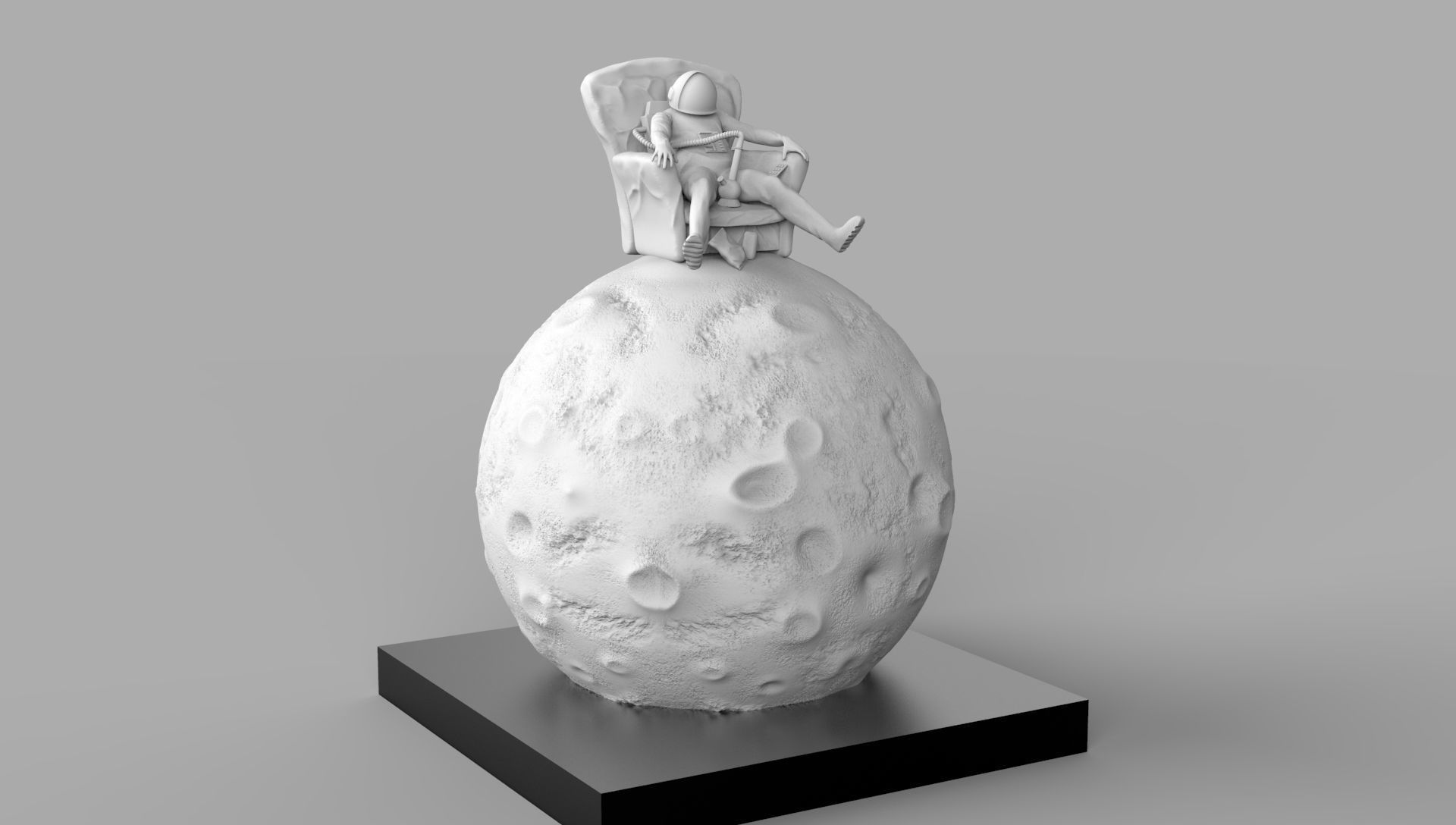 SPACEMAN ON MOON WITH BONG 3D PRINTING DIORAMA 3D print model_25