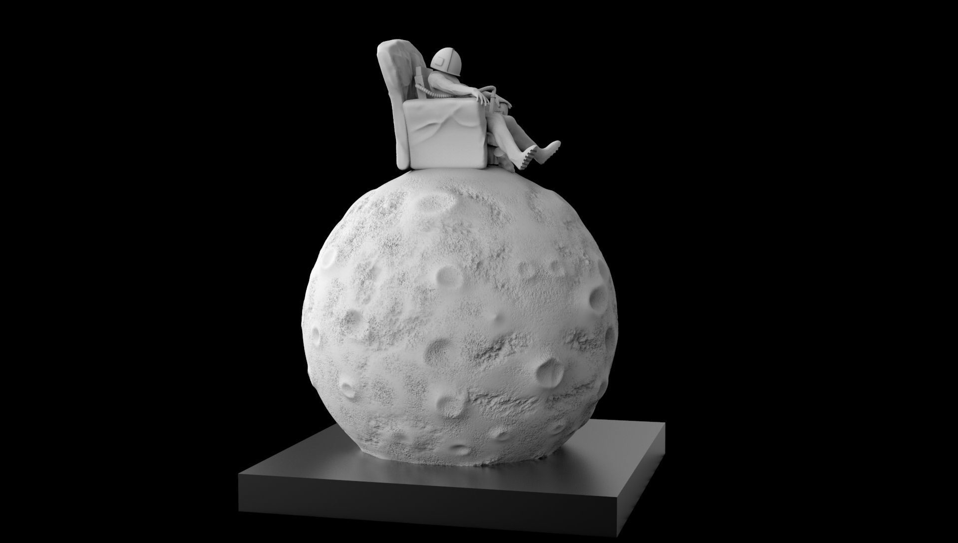 SPACEMAN ON MOON WITH BONG 3D PRINTING DIORAMA 3D print model_20