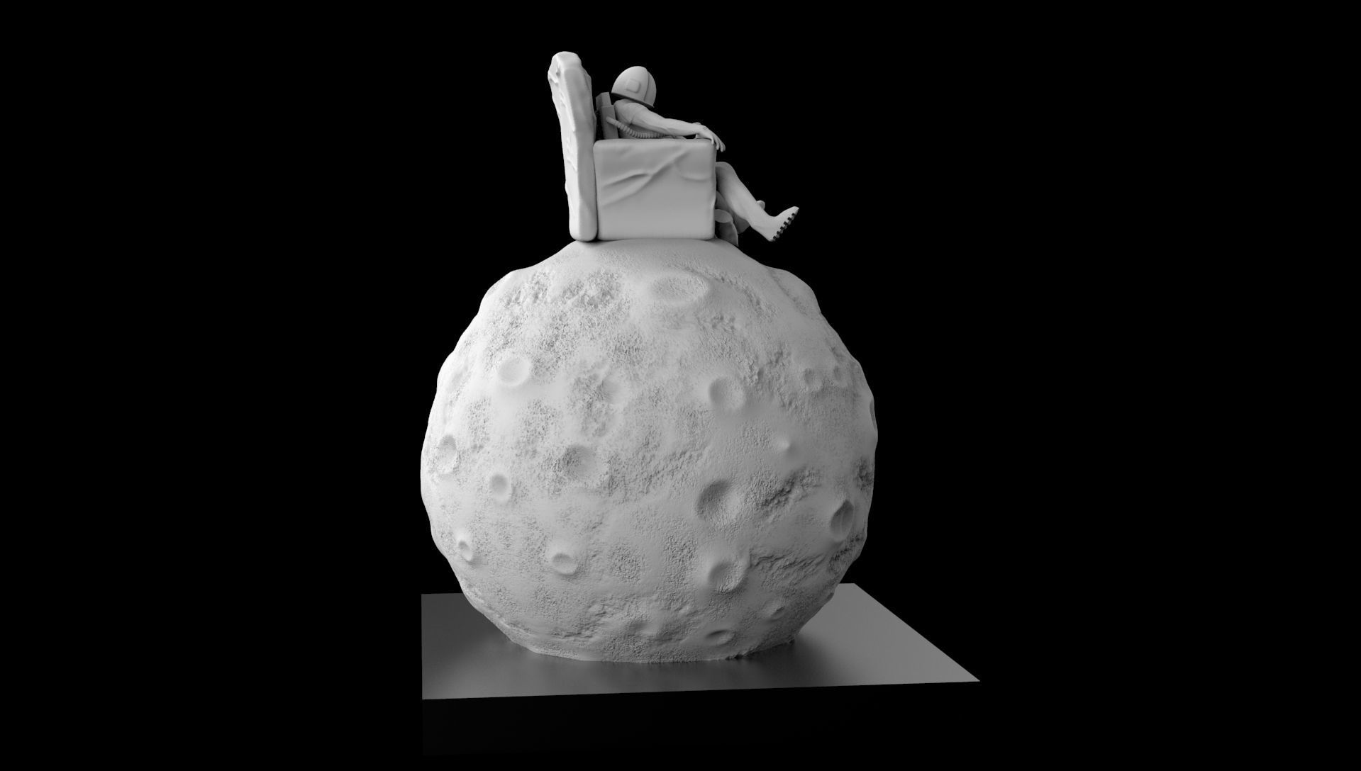 SPACEMAN ON MOON WITH BONG 3D PRINTING DIORAMA 3D print model_19