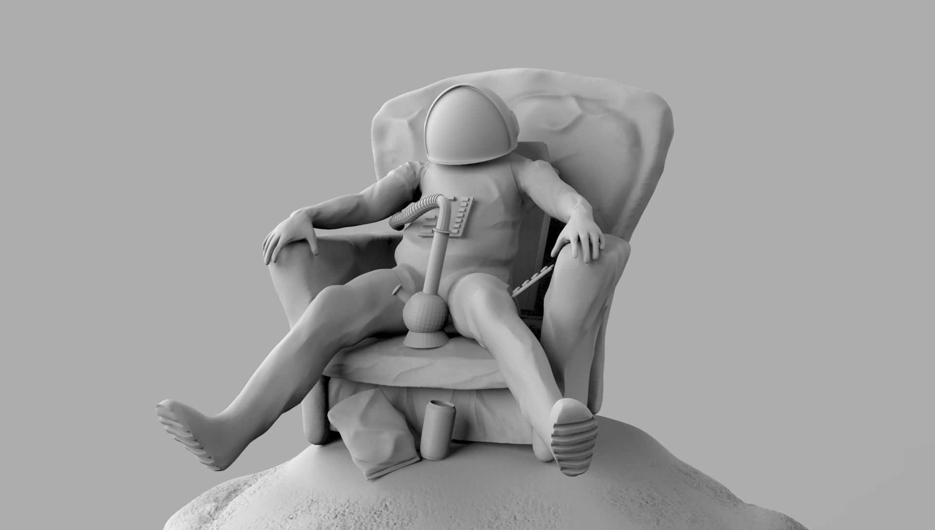 SPACEMAN ON MOON WITH BONG 3D PRINTING DIORAMA 3D print model_28