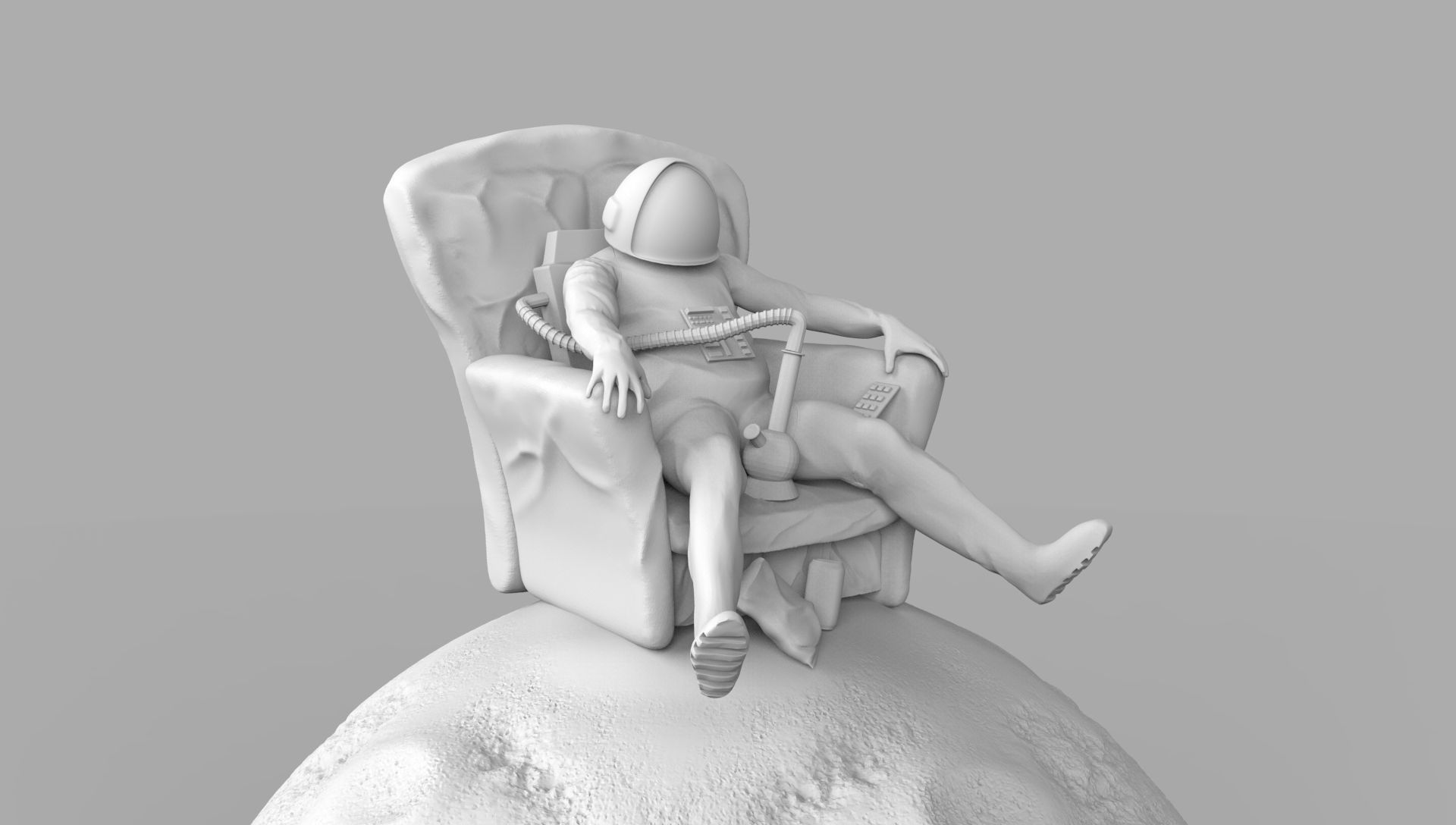 SPACEMAN ON MOON WITH BONG 3D PRINTING DIORAMA 3D print model_27