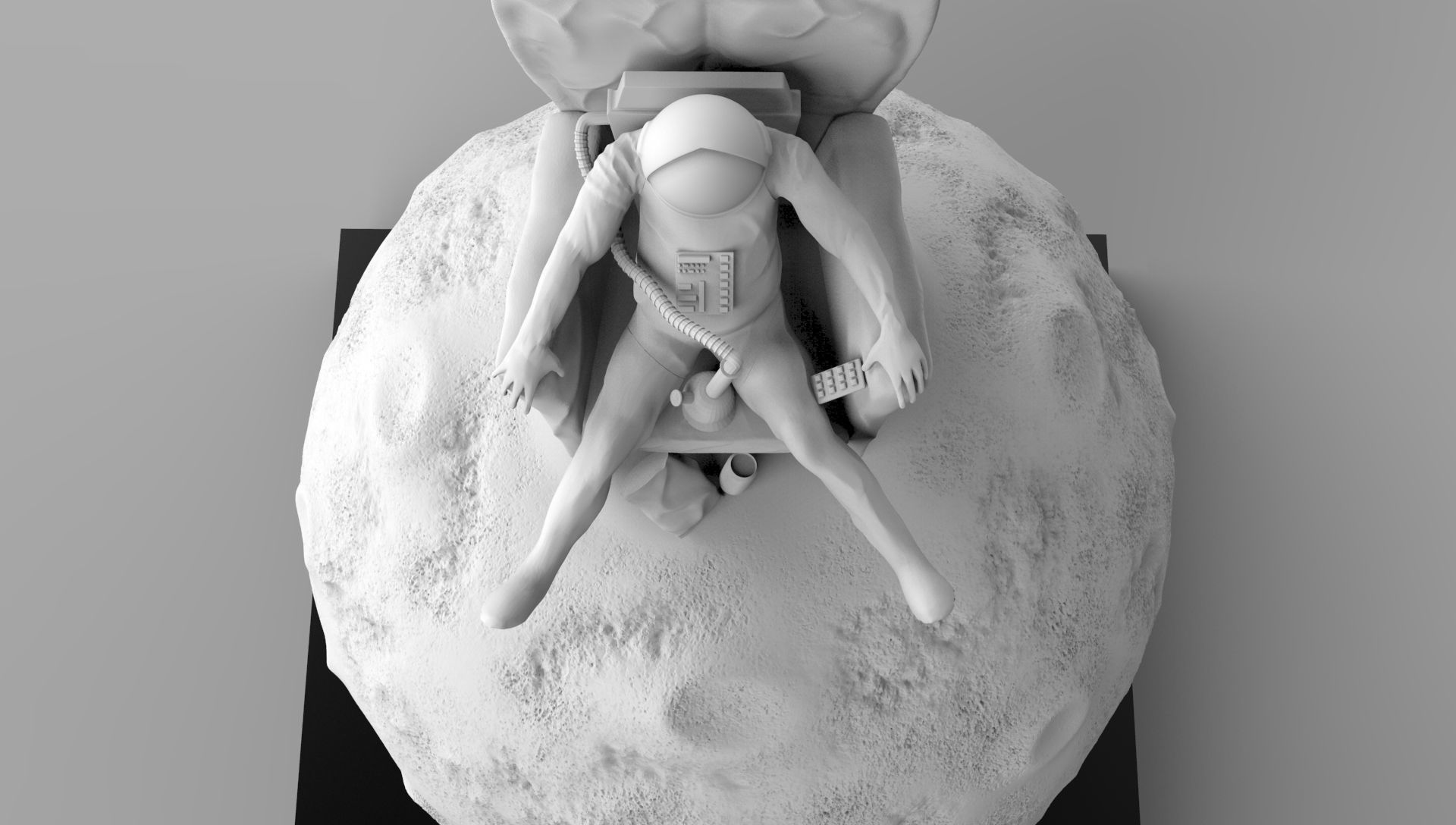 SPACEMAN ON MOON WITH BONG 3D PRINTING DIORAMA 3D print model_30