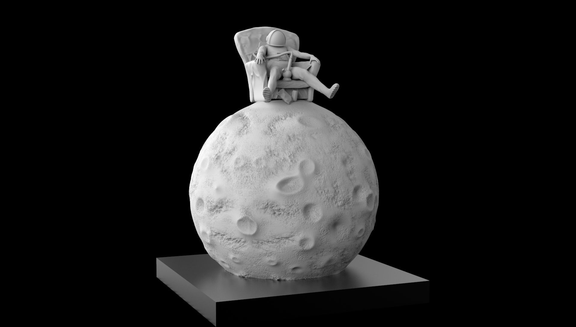 SPACEMAN ON MOON WITH BONG 3D PRINTING DIORAMA 3D print model_7