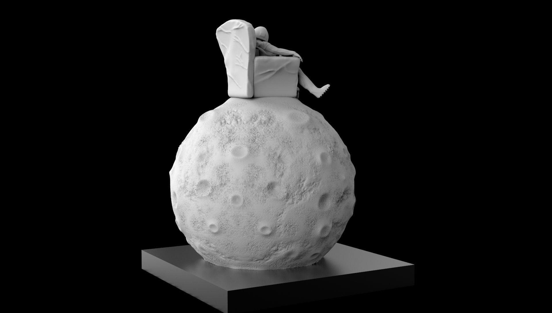 SPACEMAN ON MOON WITH BONG 3D PRINTING DIORAMA 3D print model_18