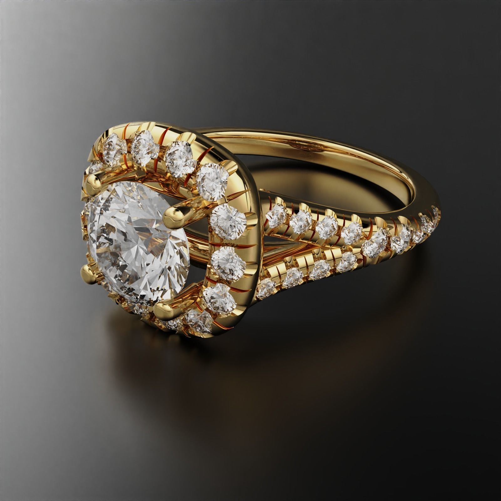 Round Halo Ring 3D print model_1