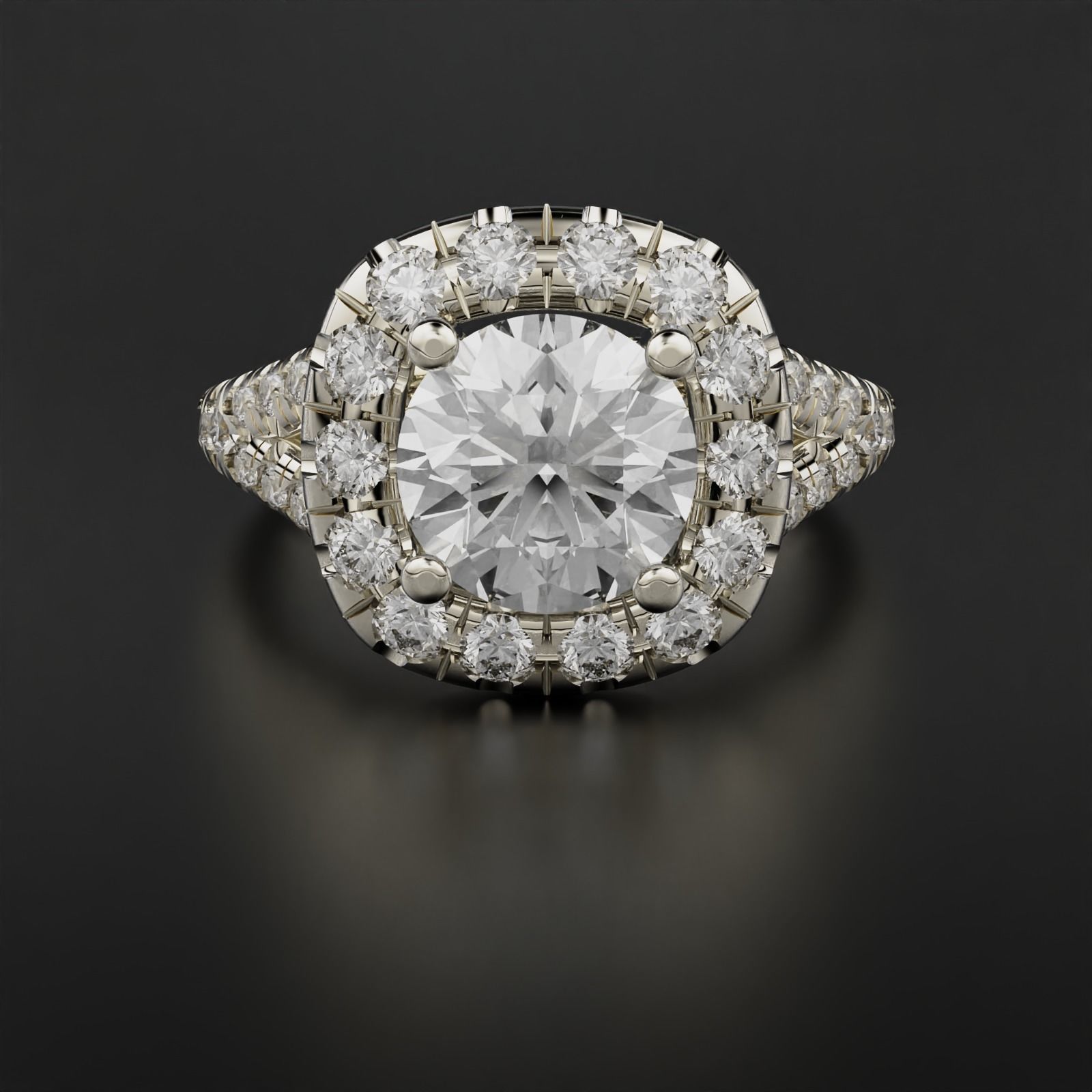 Round Halo Ring 3D print model_4