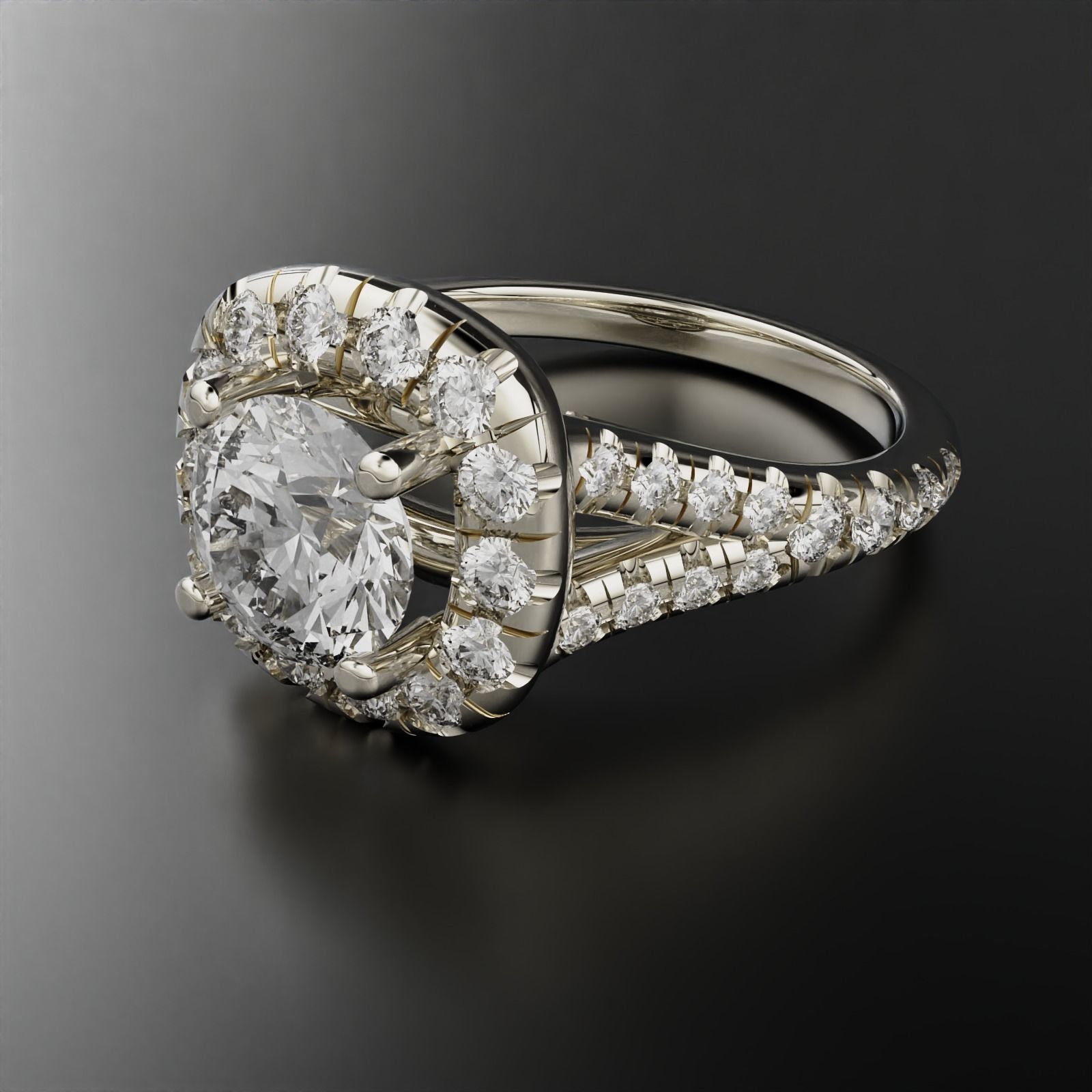 Round Halo Ring 3D print model_5