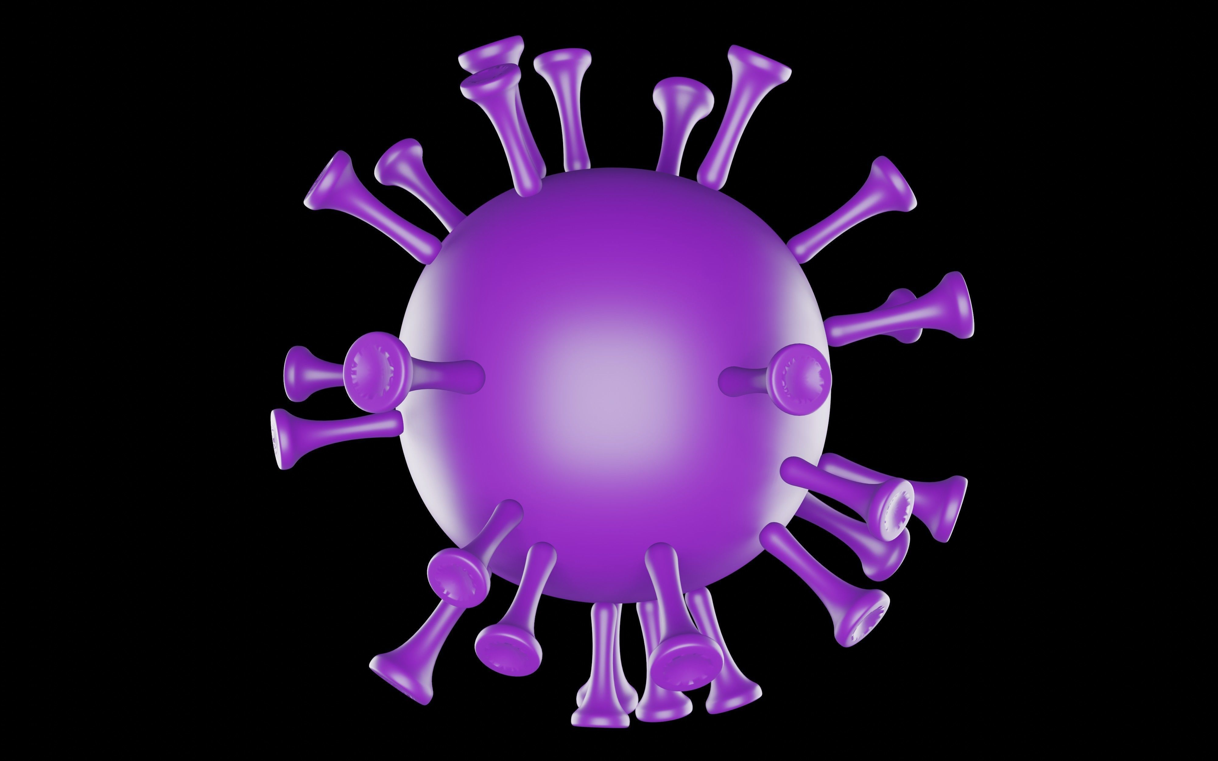 Purple covid model is in a painful face 3D print model_7