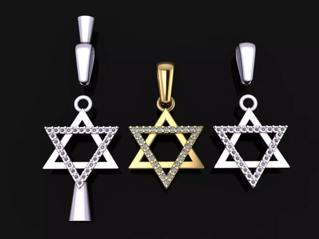 DAINTY HALF DIAMOND DAVID STAR PENDANT 3D print model
