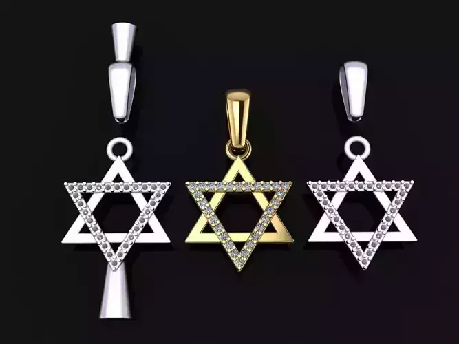 DAINTY HALF DIAMOND DAVID STAR PENDANT