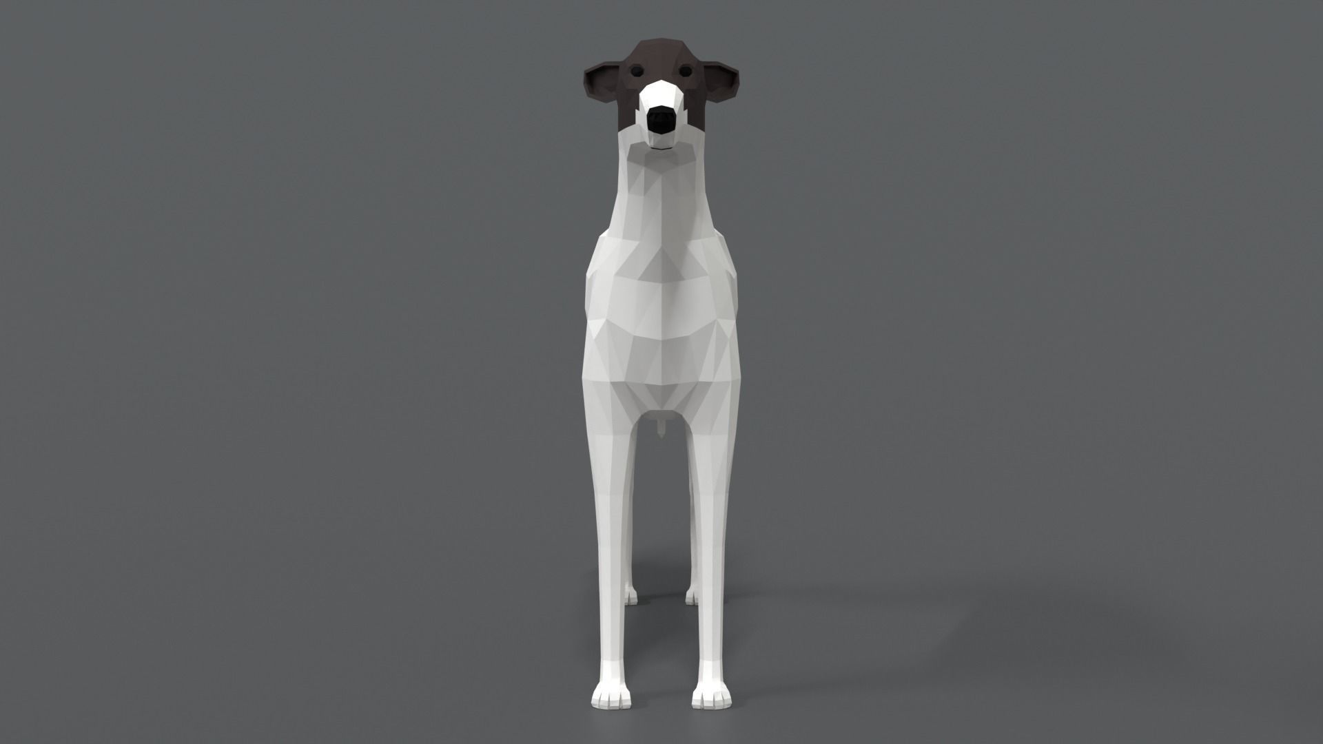 Low Poly Cartoon Greyhound Dog Low-poly 3D model_7