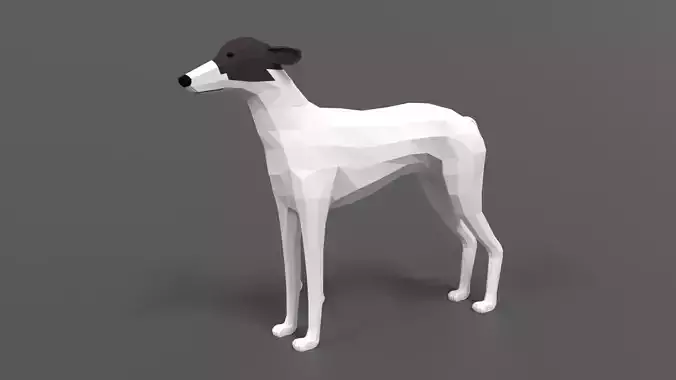 Low Poly Cartoon Greyhound Dog