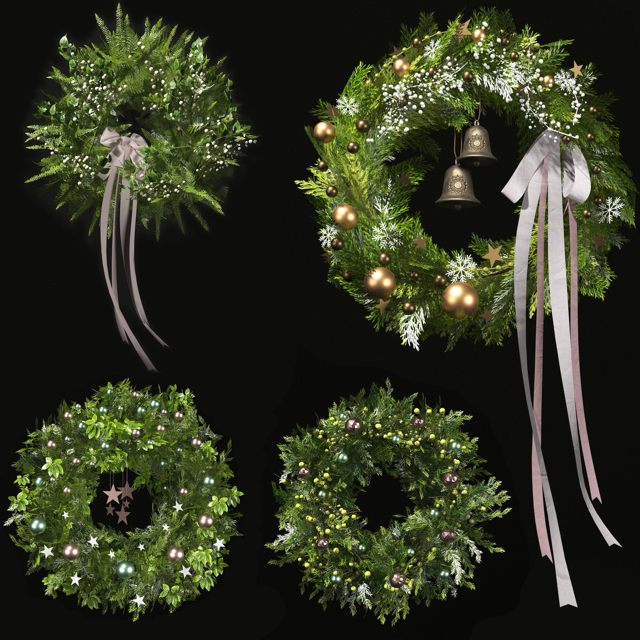Christmas Decoration 02-Green Wreath 3D model_1