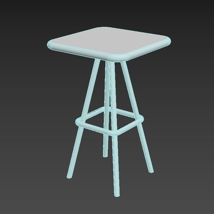 White High Bar Table 3D model_1