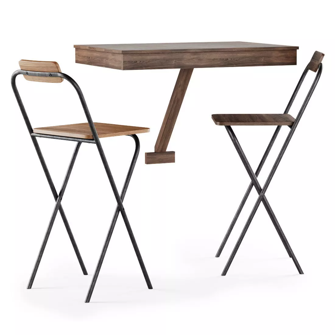 Bar stools and table  3D model_0