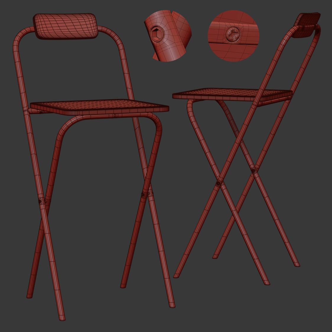 Bar stools and table  3D model_4