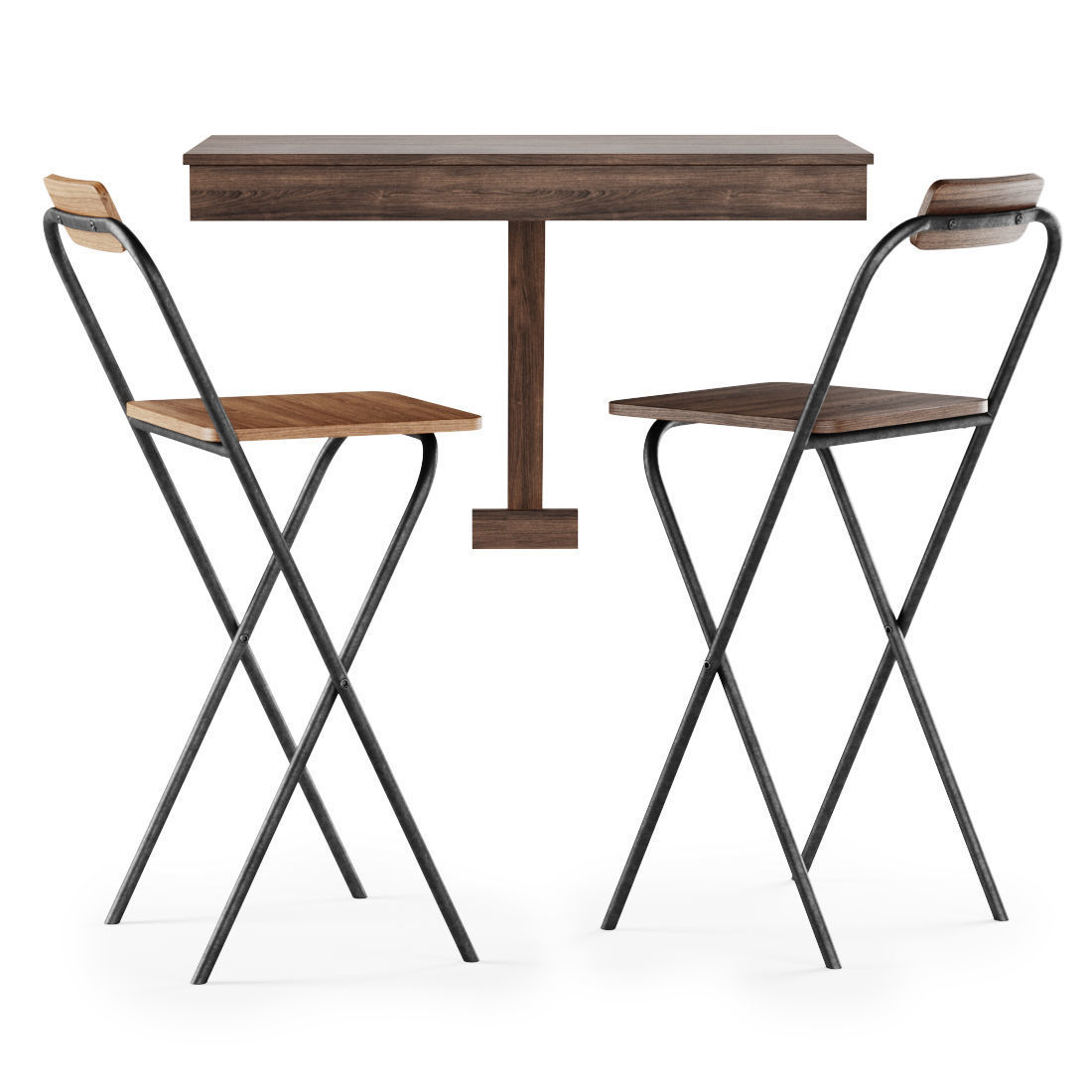 Bar stools and table  3D model_2