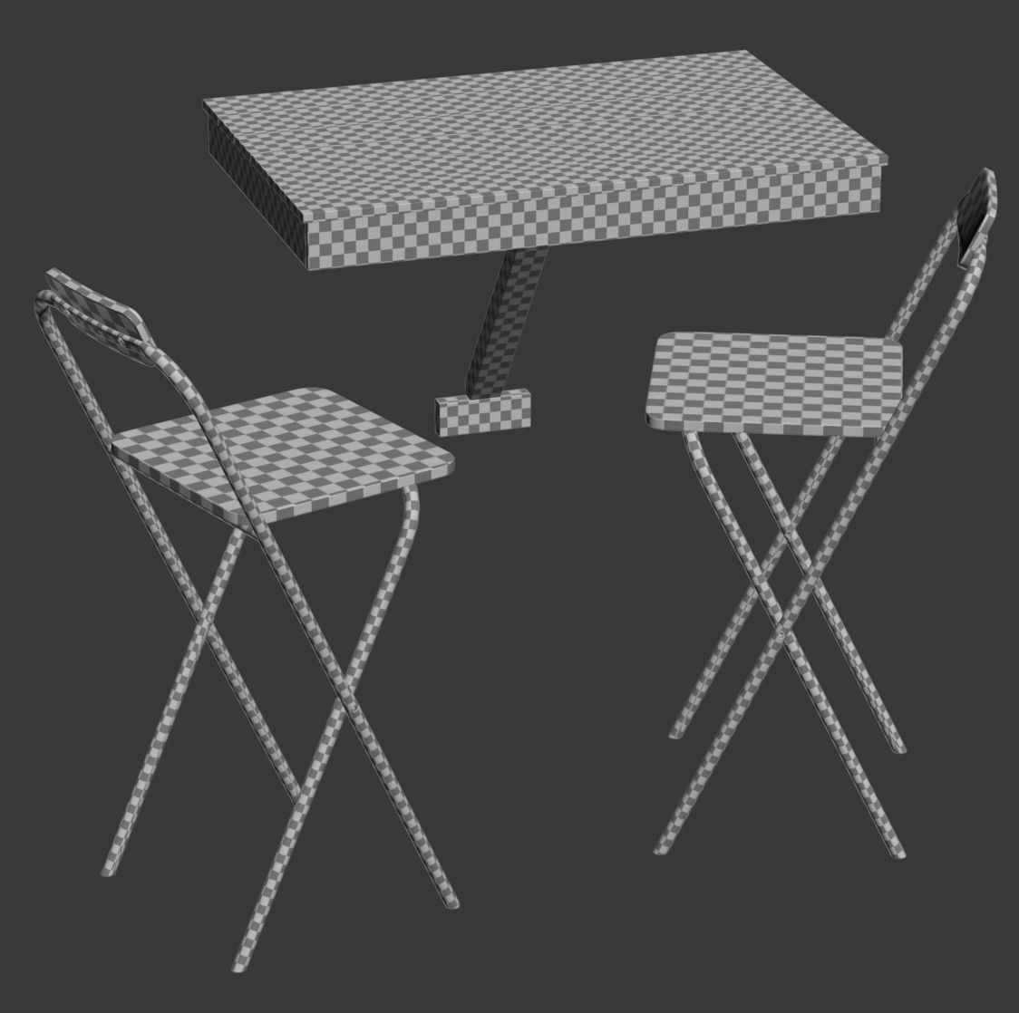 Bar stools and table  3D model_5