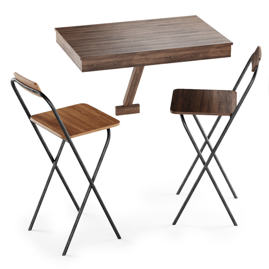 Bar stools and table  3D model_1