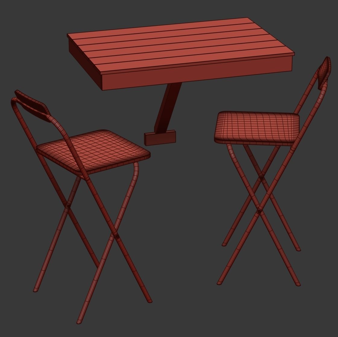 Bar stools and table  3D model_3