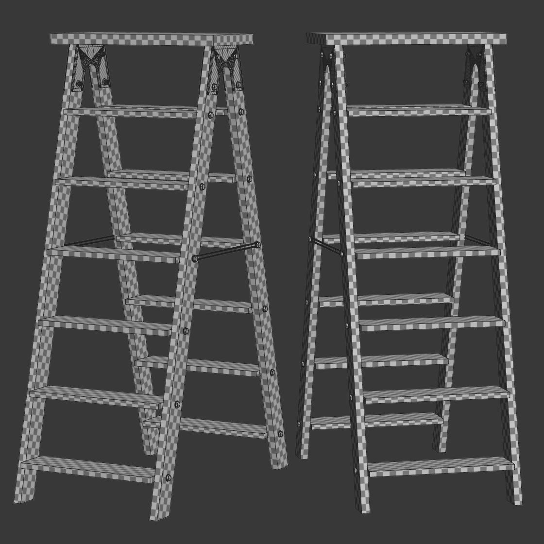 Wooden ladder  3D model_5