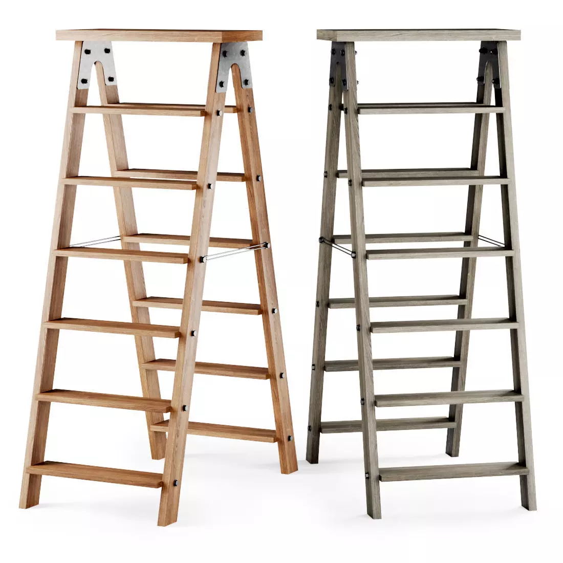 Wooden ladder  3D model_0