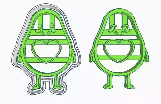 Palta Aguacate Avocado Cookie Cutter Set 3D print model
