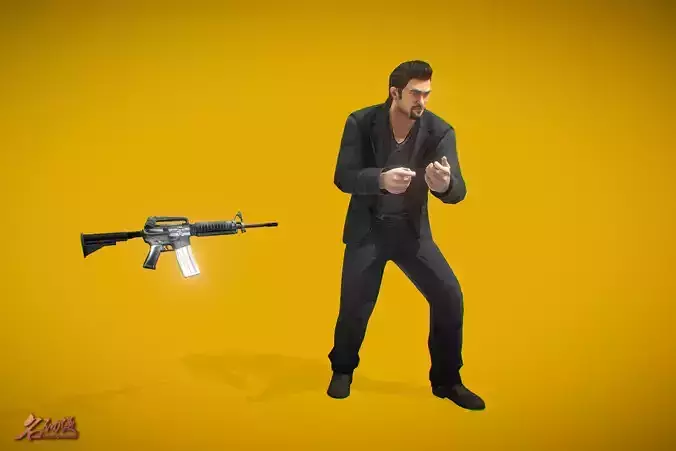 Battle Royale Hitman Low-poly 3D model