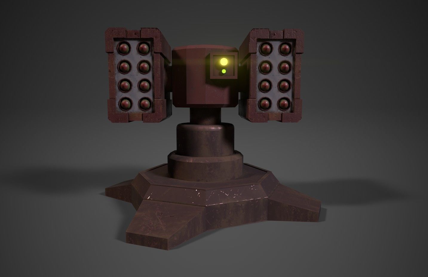 Simple missile turret Low-poly 3D model_2
