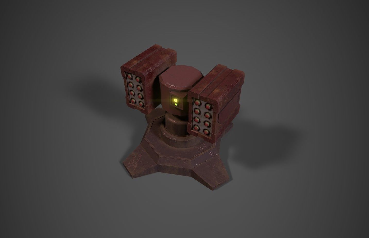 Simple missile turret Low-poly 3D model_5