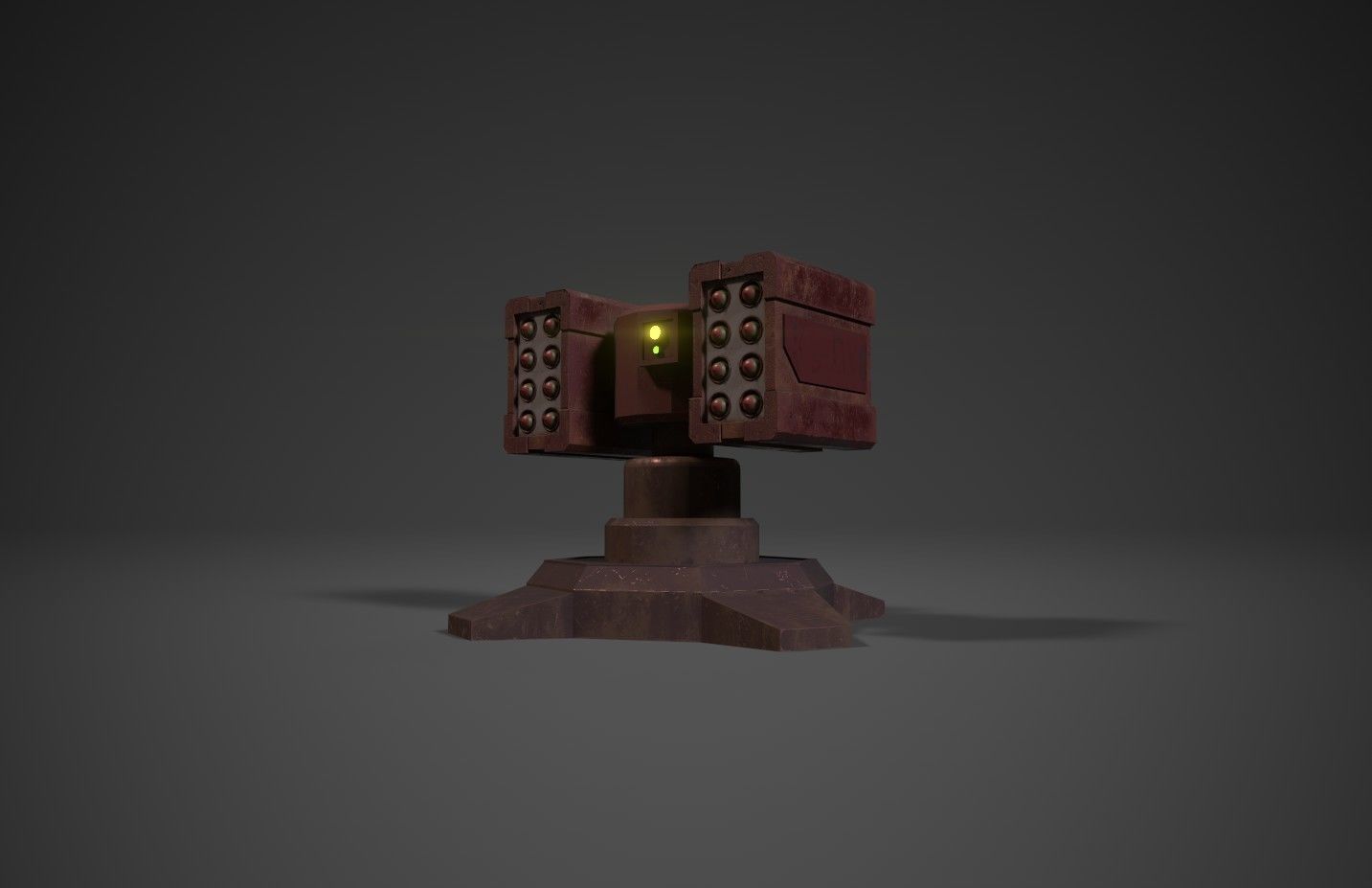 Simple missile turret Low-poly 3D model_6