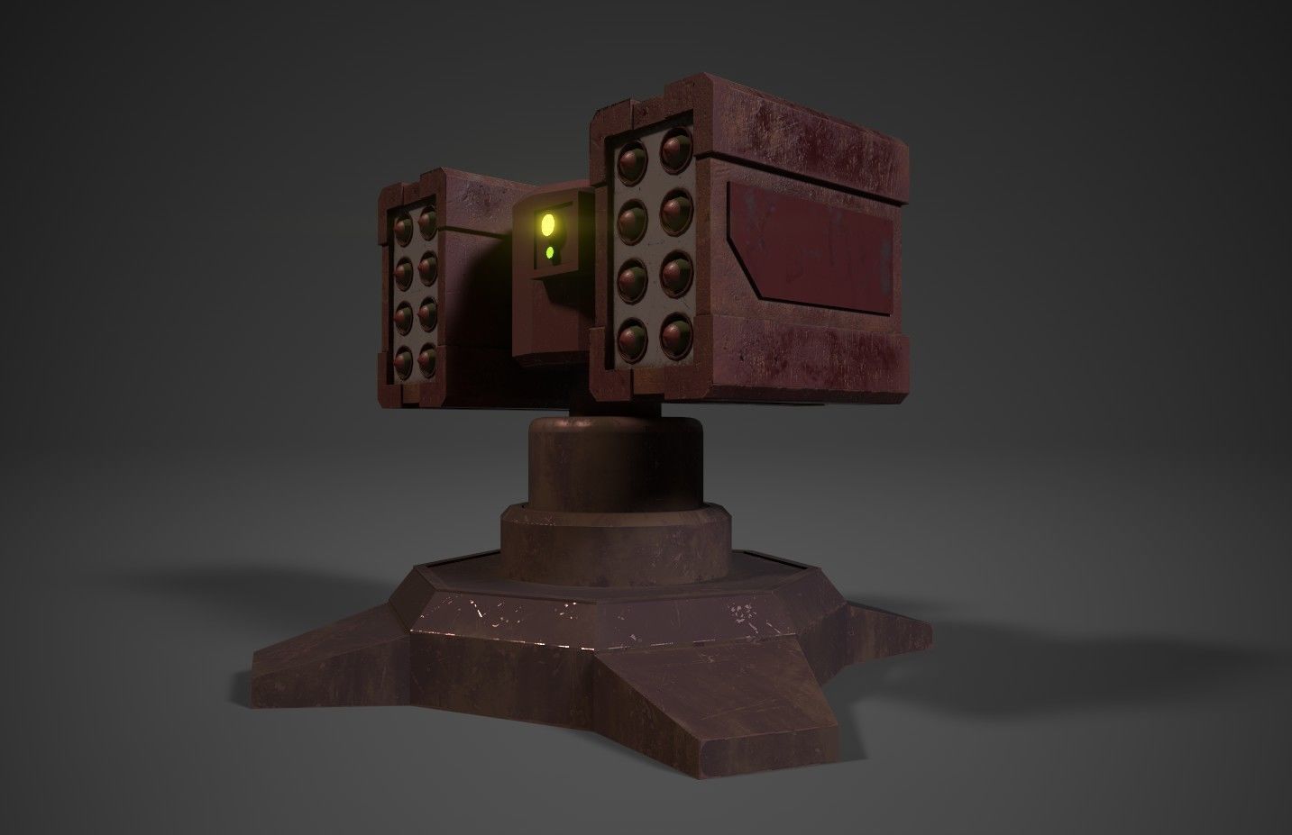 Simple missile turret Low-poly 3D model_3