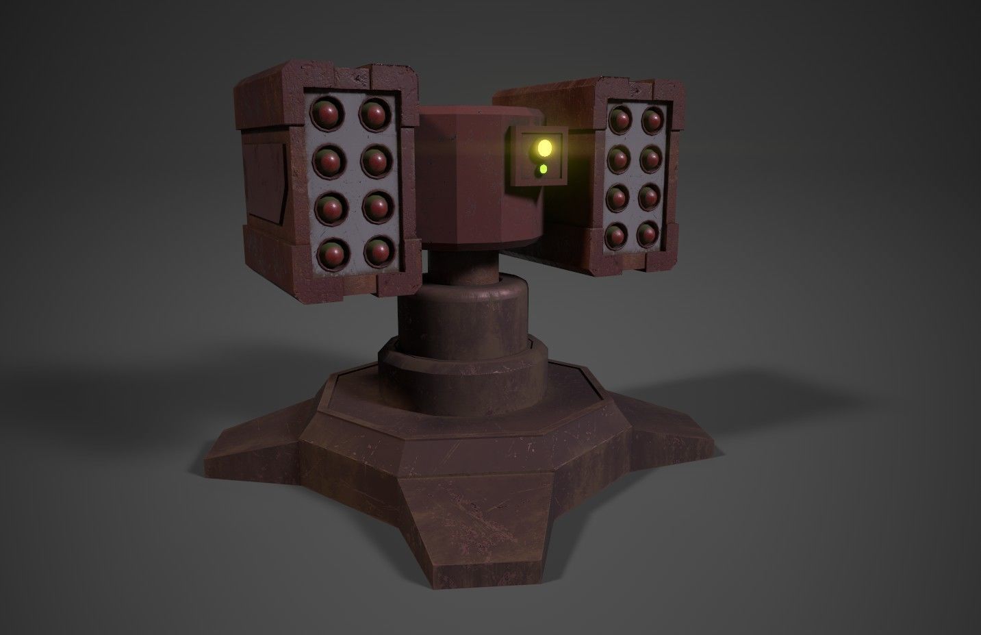 Simple missile turret Low-poly 3D model_1