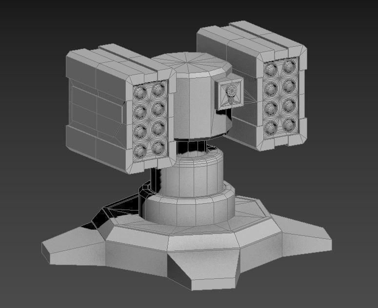 Simple missile turret Low-poly 3D model_13