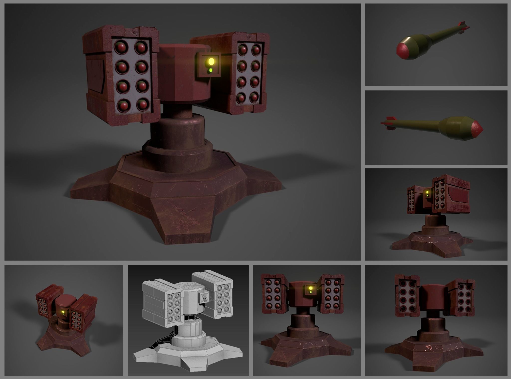 3D model Simple missile turret VR / AR / low-poly | CGTrader