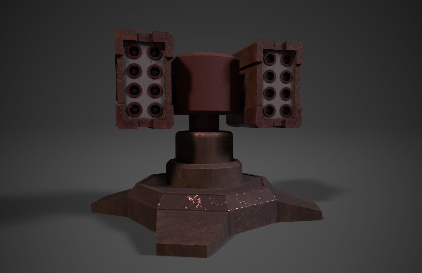 Simple missile turret Low-poly 3D model_4
