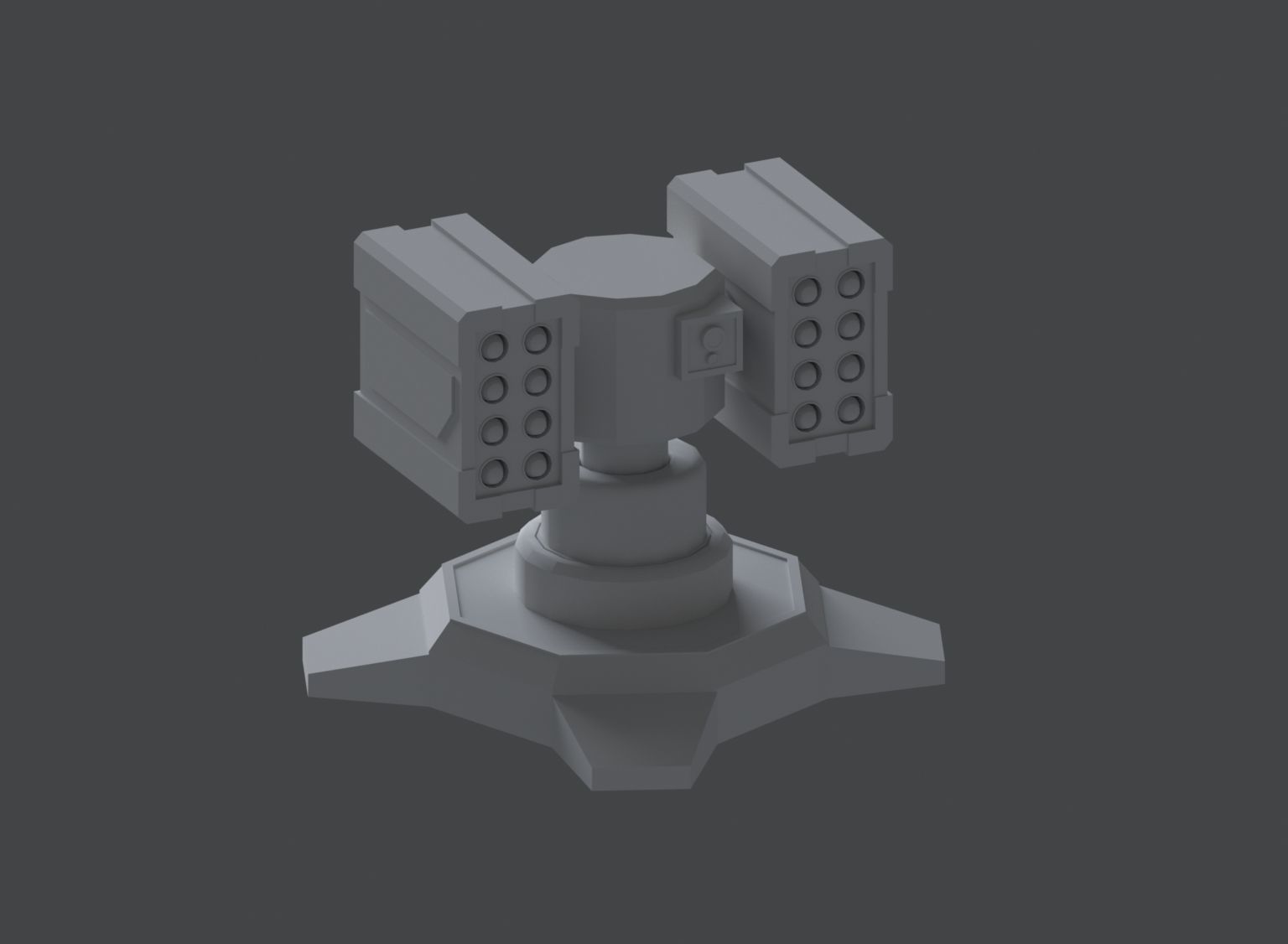 Simple missile turret Low-poly 3D model_12