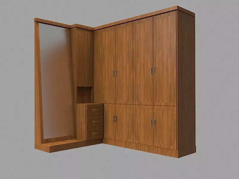 Wardrobe with doors and drawers Free 3D model