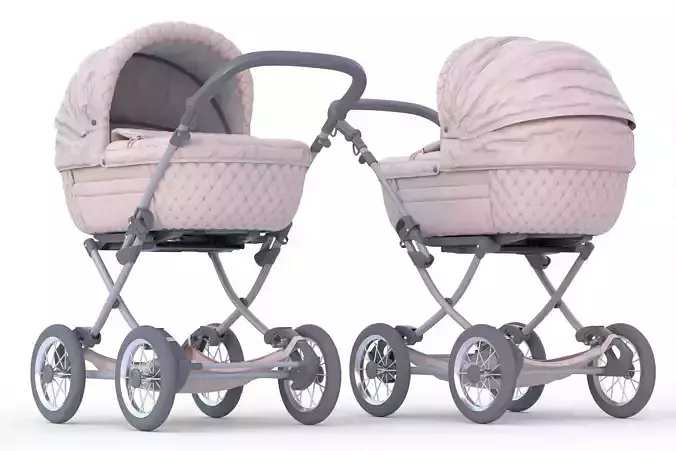 Baby Carriage Low-poly 3D model