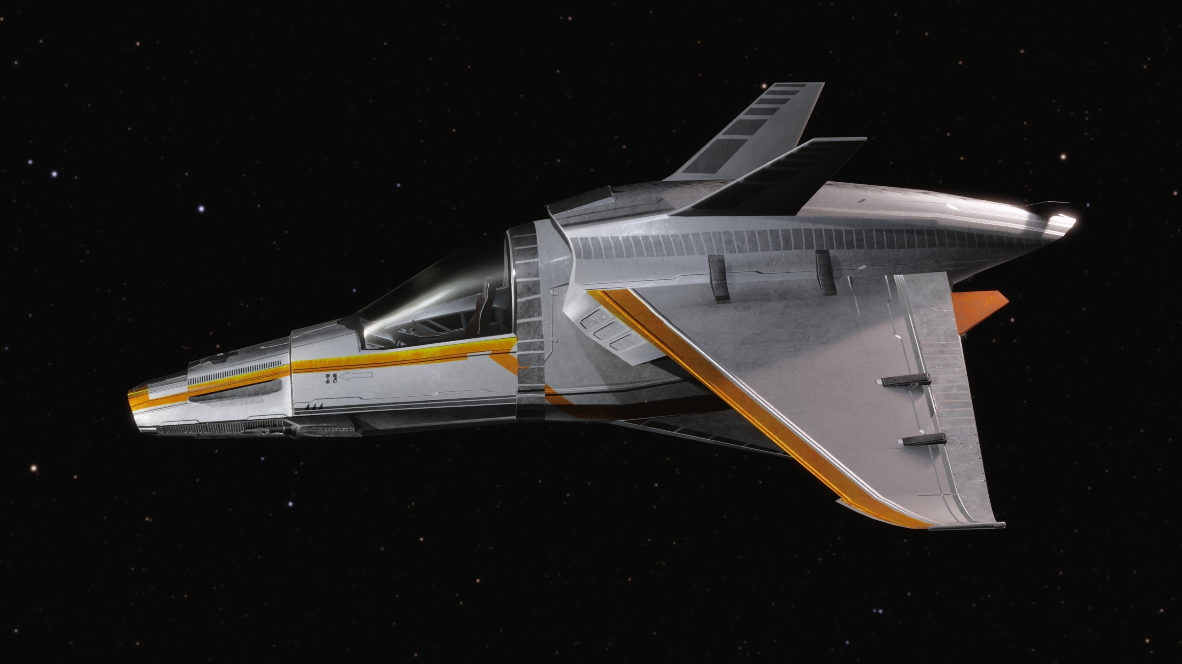 Space Ship - Rigged- High Resolution Textured - include inside Low-poly 3D model_3