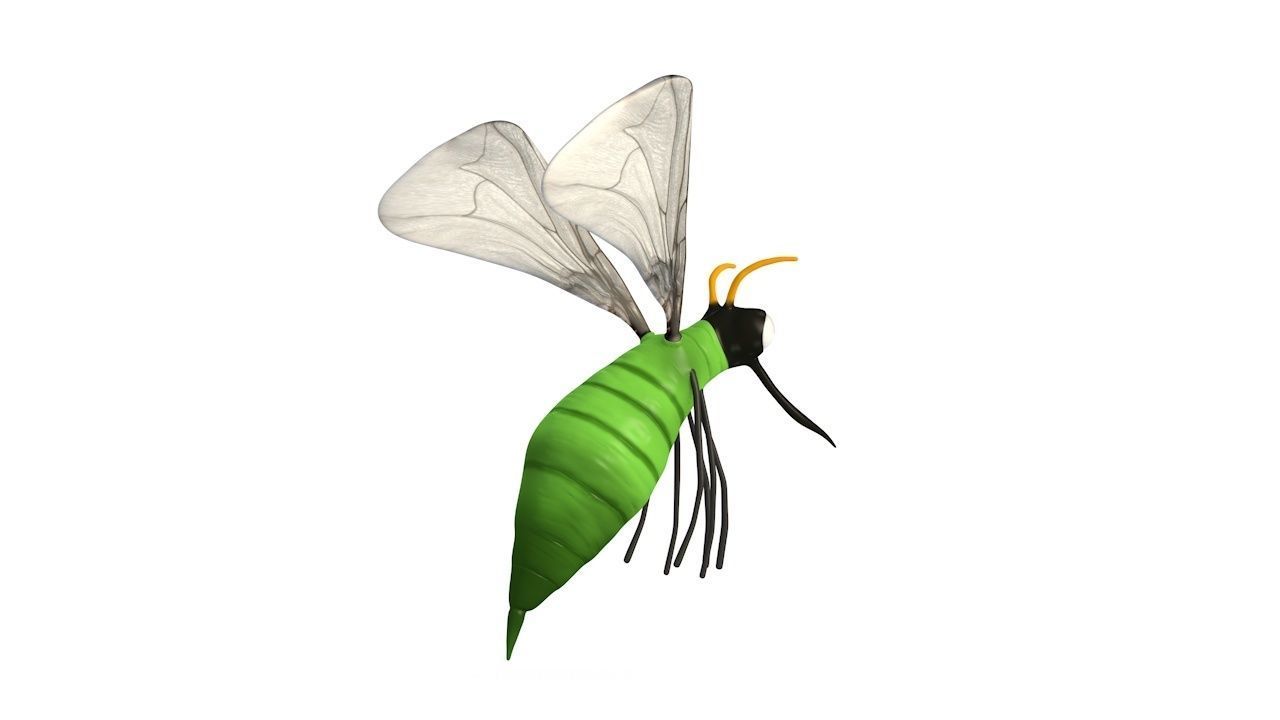 Mosquito insect flying Low-poly 3D model_8