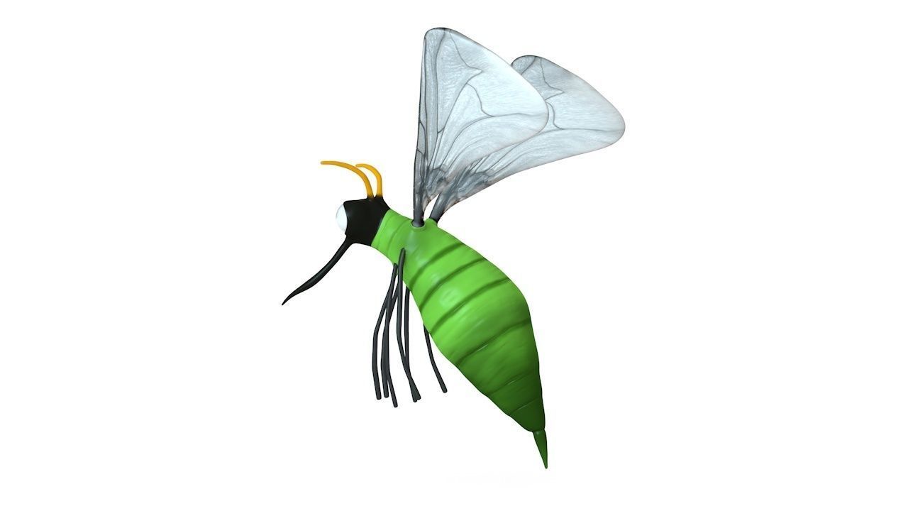 Mosquito insect flying Low-poly 3D model_4