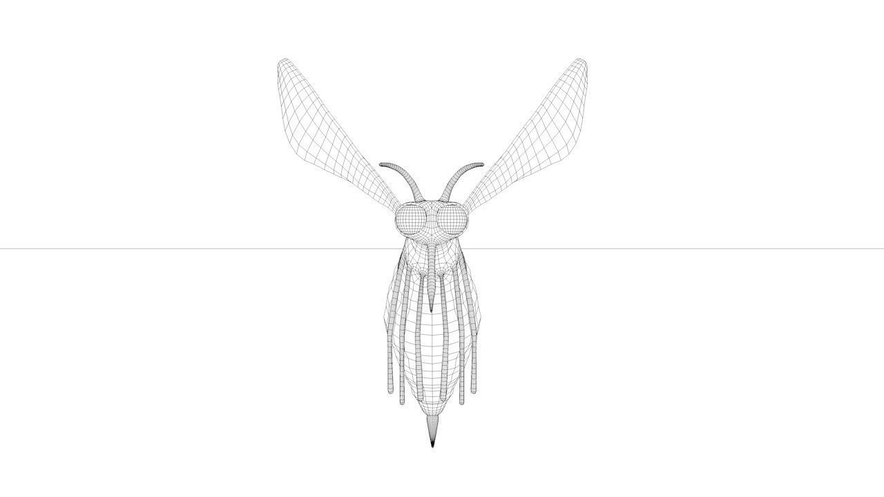 Mosquito insect flying Low-poly 3D model_12