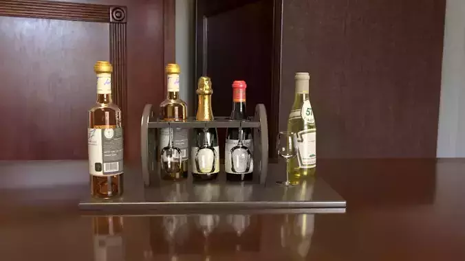 Wine bottle and Holder  Low-poly 3D model